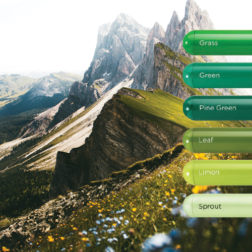 Mountains with playground palette colors in foreground