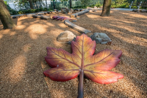 A custom GFRC fall-colored maple leaf